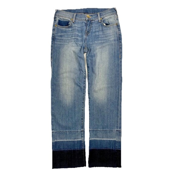 True Religion Jeans Womens 28 Relaxed Straight Distressed Ombre Raw Hem USA Y2K - Picture 1 of 15